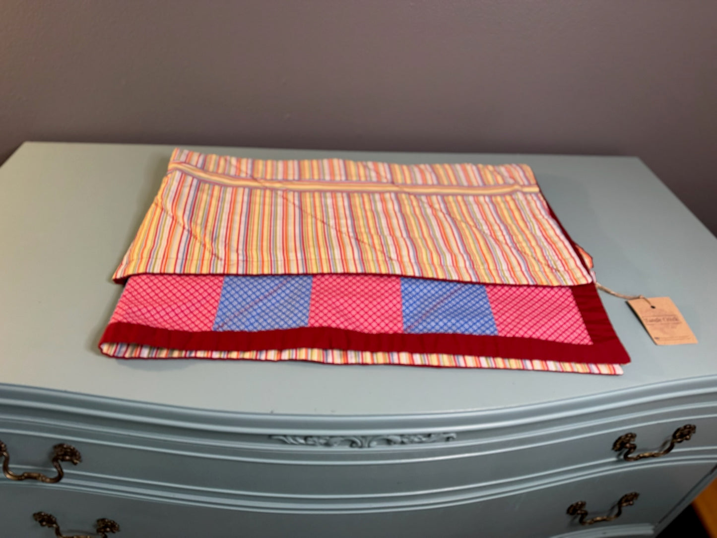 Vintage Red and Blue Patchwork Baby Blanket/Quilt