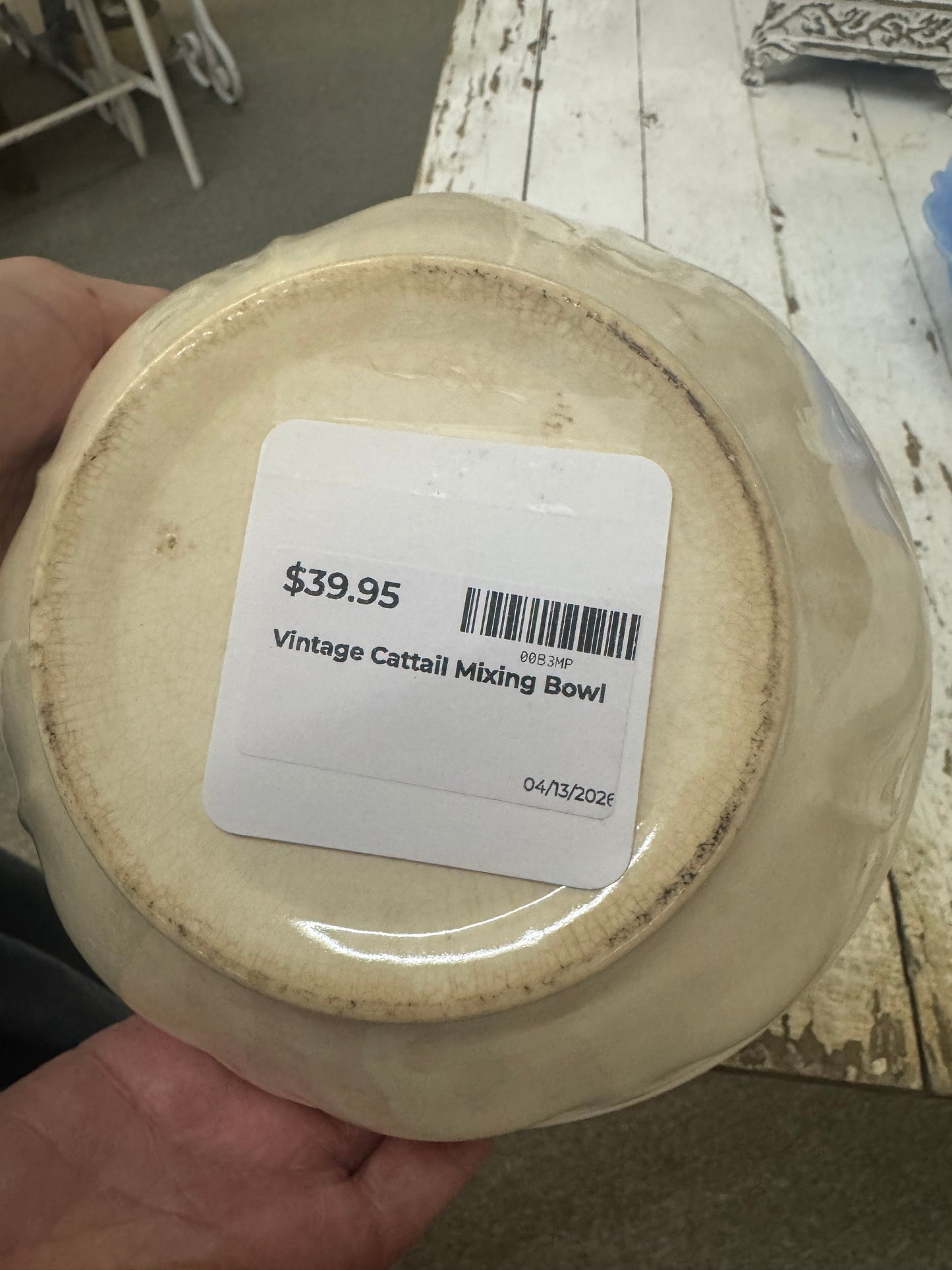 Vintage Cattail Mixing Bowl