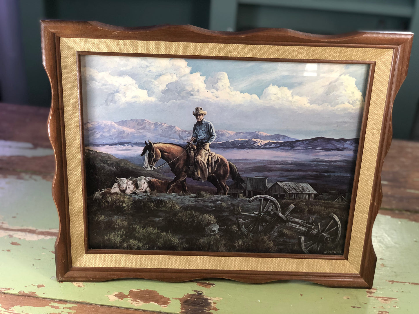 Vintage Framed Widmeier Cowboy Print