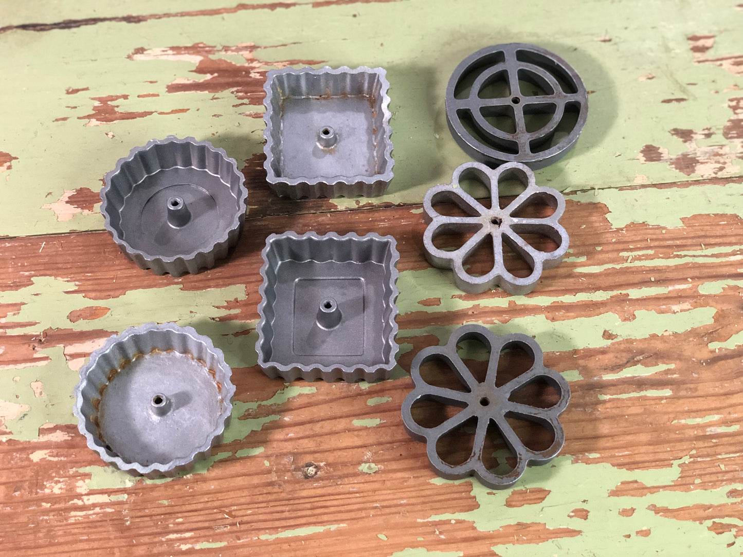 Vintage Double Iron Metal Cookie Molds - Set of 7