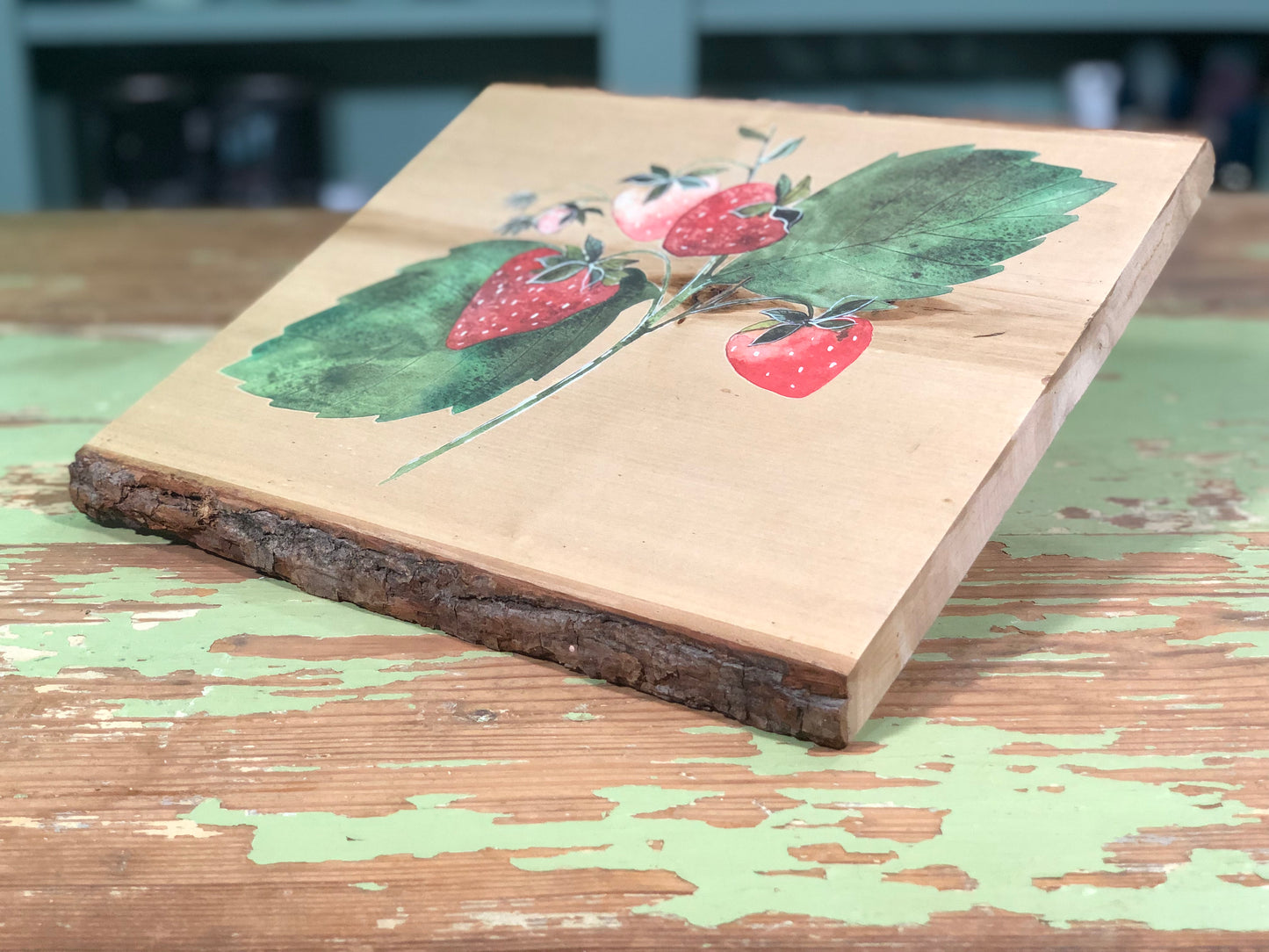 Upcycled Decor Board with Strawberries