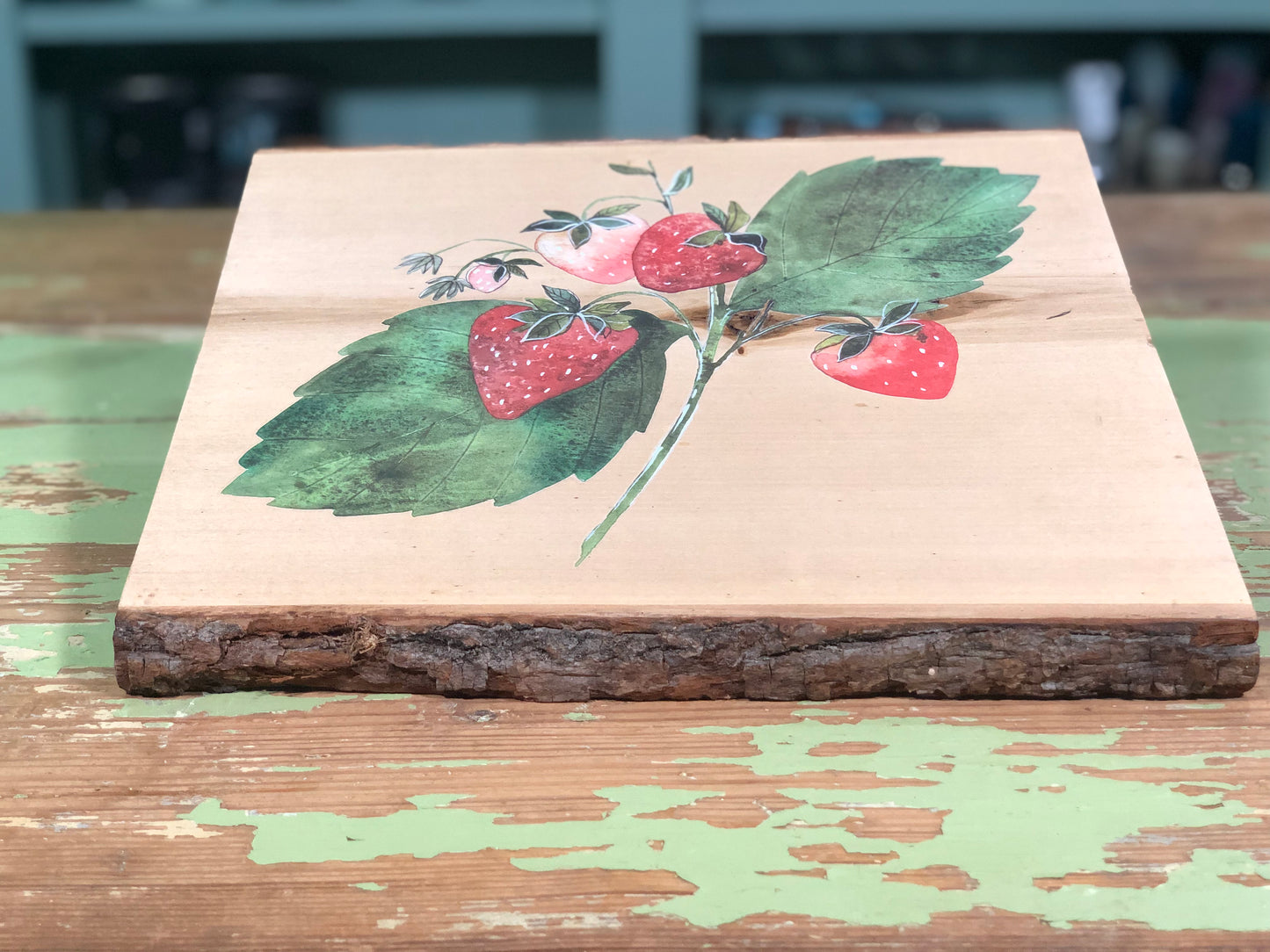 Upcycled Decor Board with Strawberries