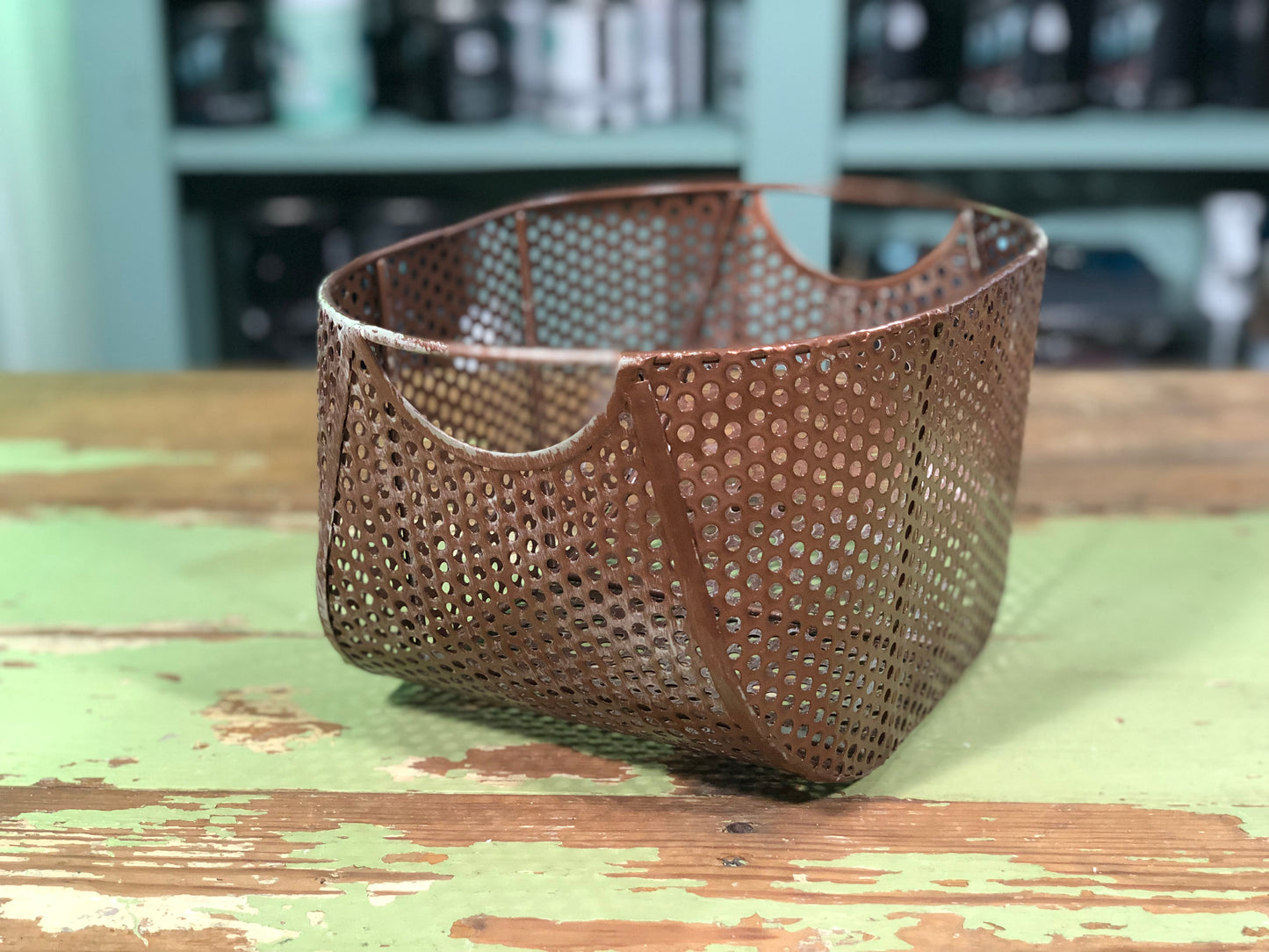 Vintage Metal Basket - Brown