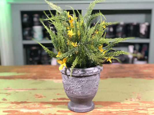 Upcycled Gray Planter with Greenery