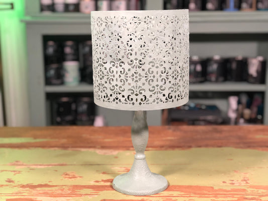 Upcycled Green Metal Lamp/Candle Holder