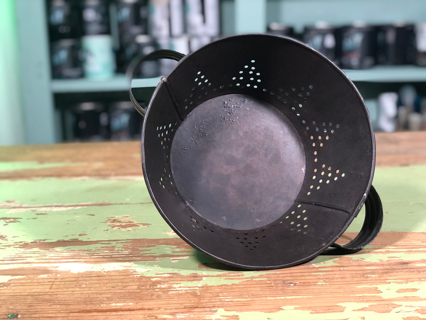 Vintage Metal Colander - Black