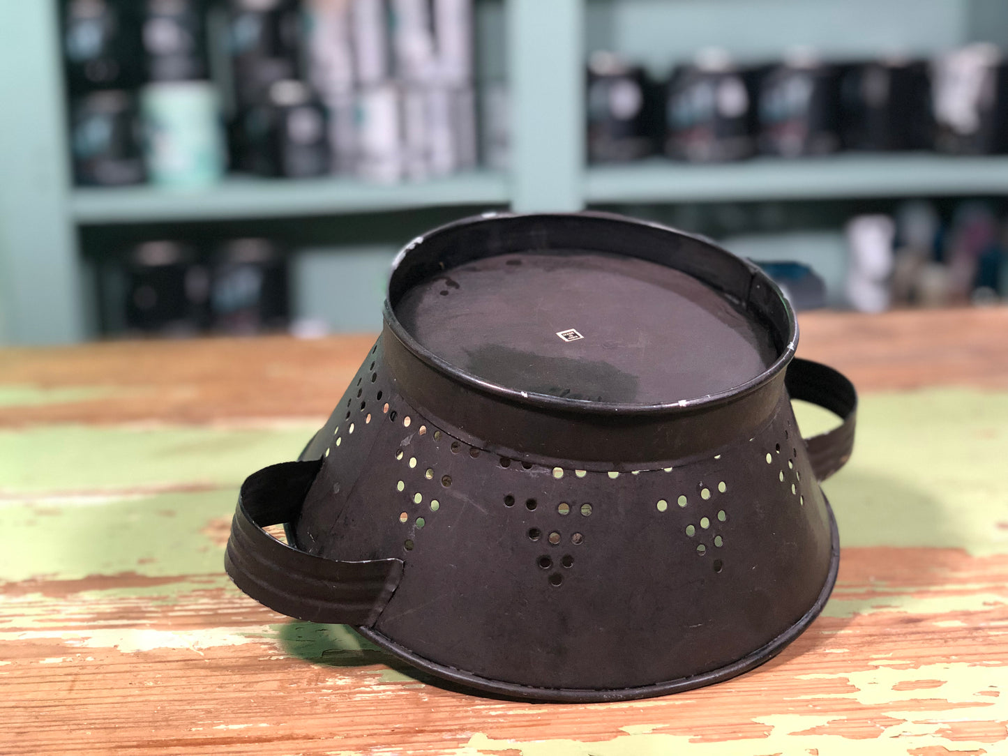 Vintage Metal Colander - Black