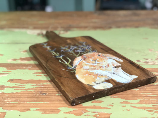 Upcycled Cutting Board with Bunny Rabbit