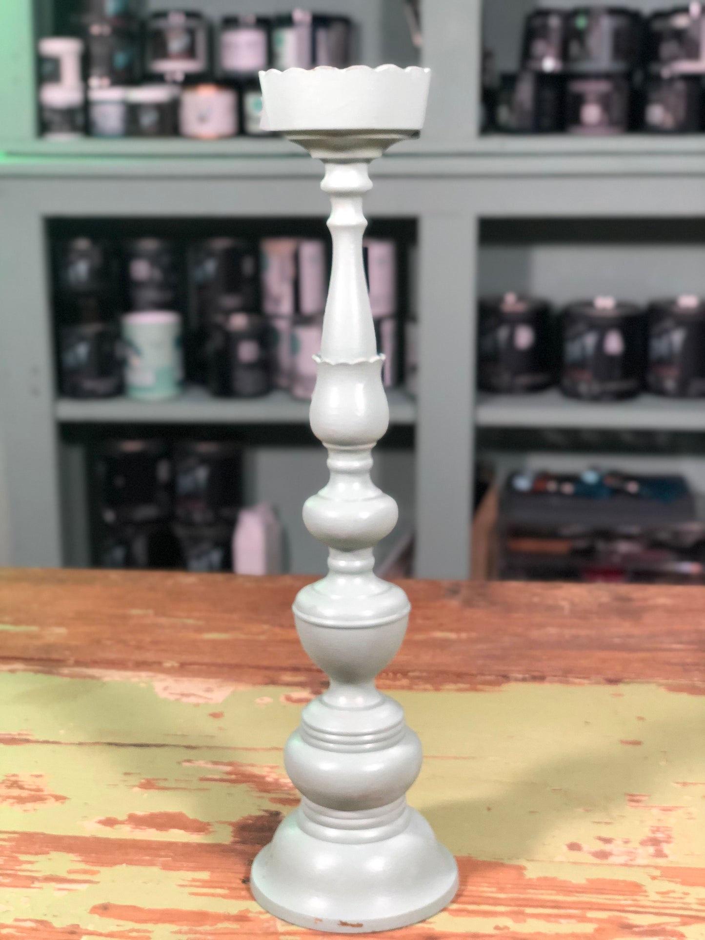 Upcycled Large Green Candle Stick