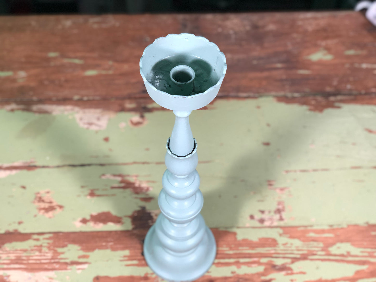 Upcycled Large Green Candle Stick