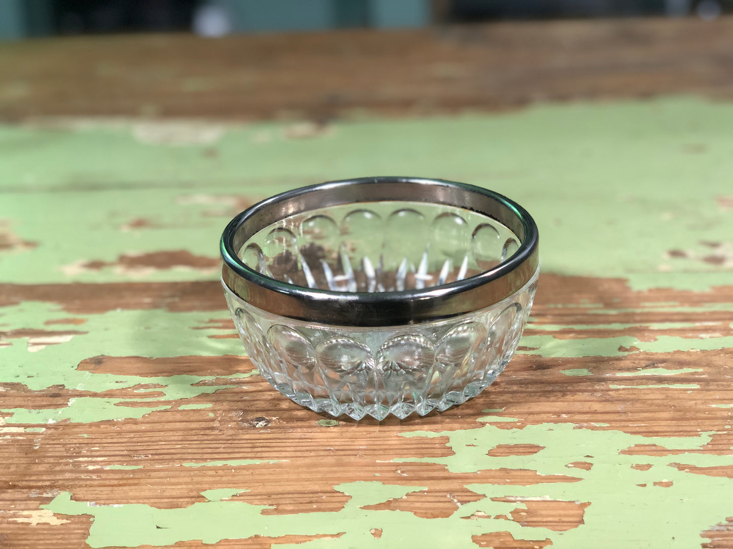 Vintage Glass Candy dish with Silver Rim