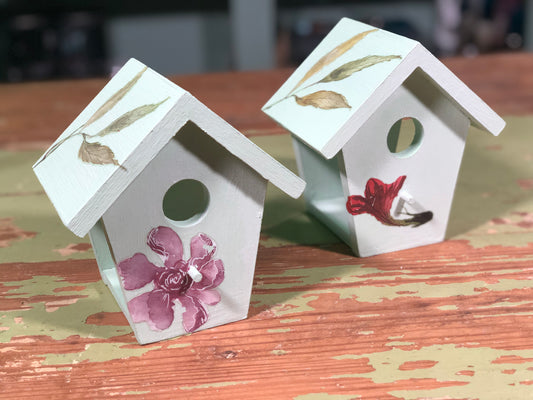 Upcycled Mint Green Bird Houses - Set of 2