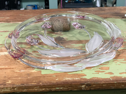 Clear Glass Tulip Cake Plate