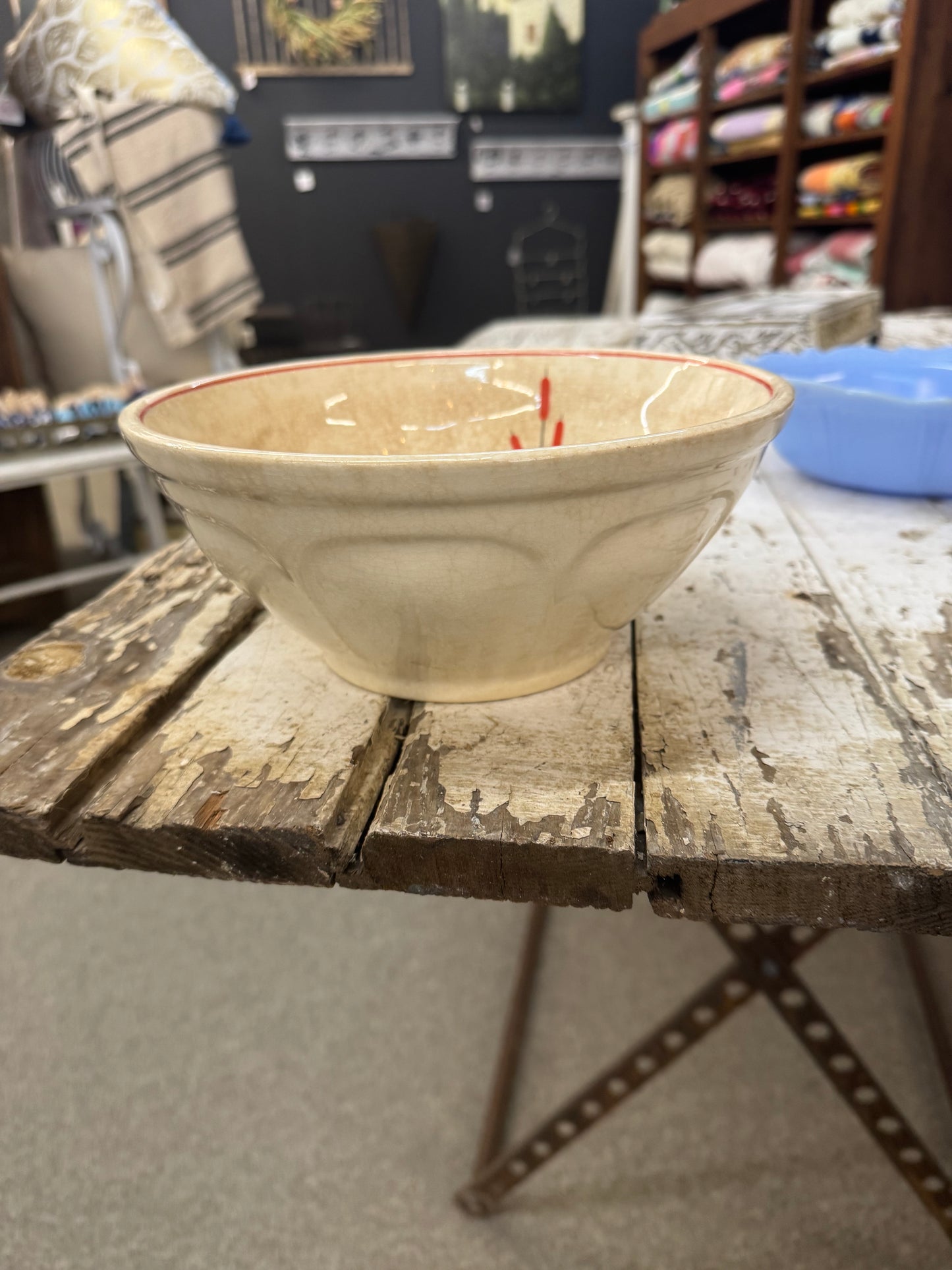 Vintage Cattail Mixing Bowl